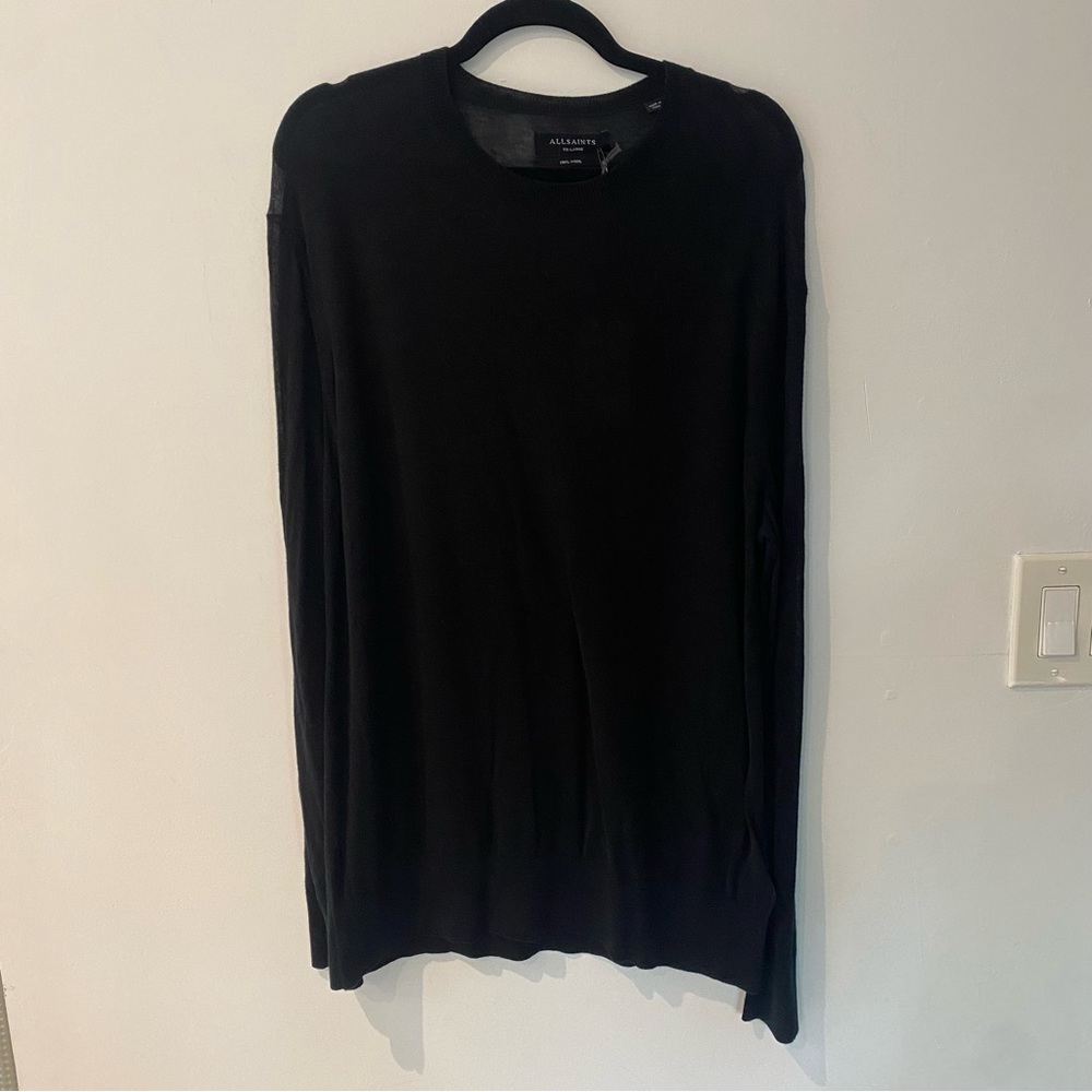 AllSaints Black Long Sleeve Crew Shirt